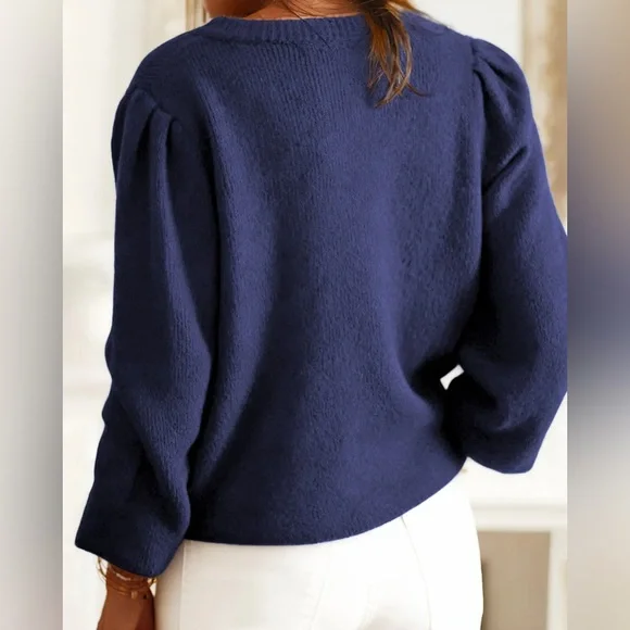 Rihoas Blue Single Breasted Knit Cardigan - Picture 4 of 5